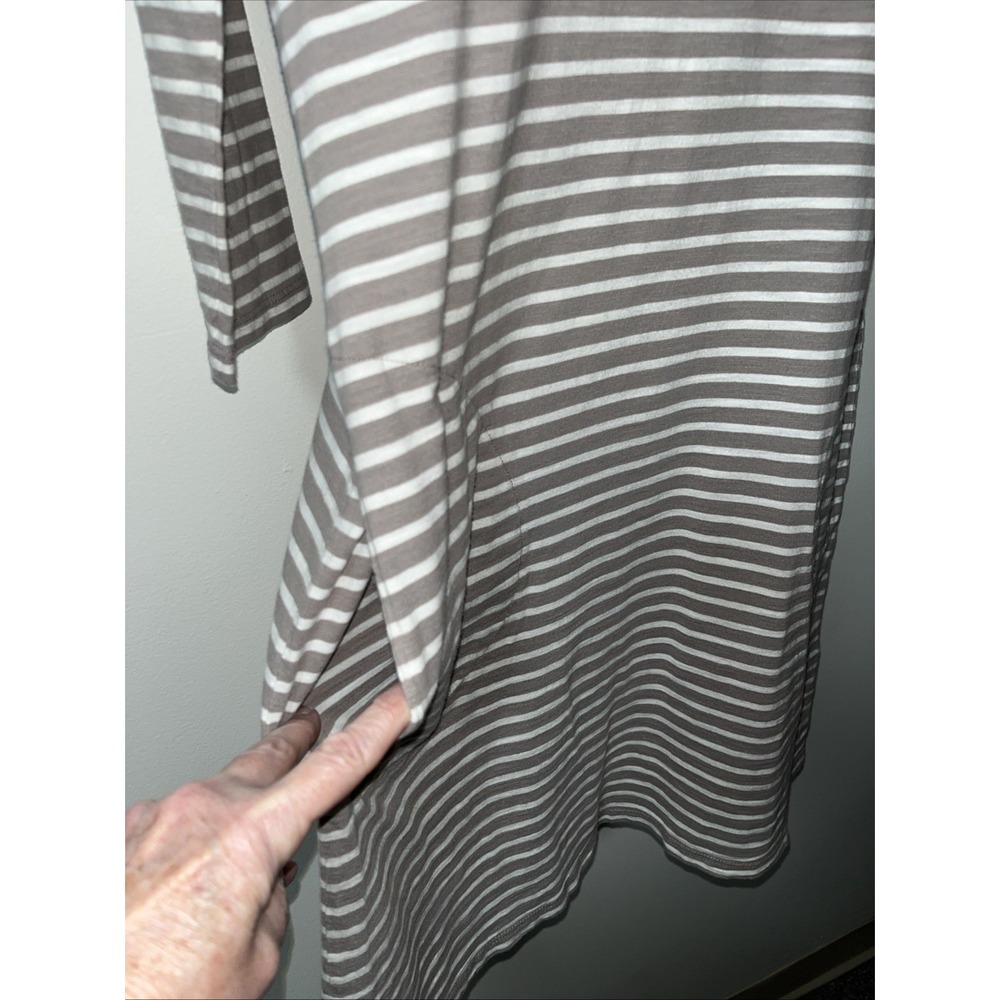 Garnet Hill Womens Striped Cotton Dress Midi 3/4 Sleeve Pockets Casual Size US 2 - Picture 4 of 8